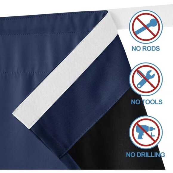 RYB HOME Self Adhesive Blackout Living Room Bedroom 2 Panels Curtains 32” X 63” - Picture 7 of 10